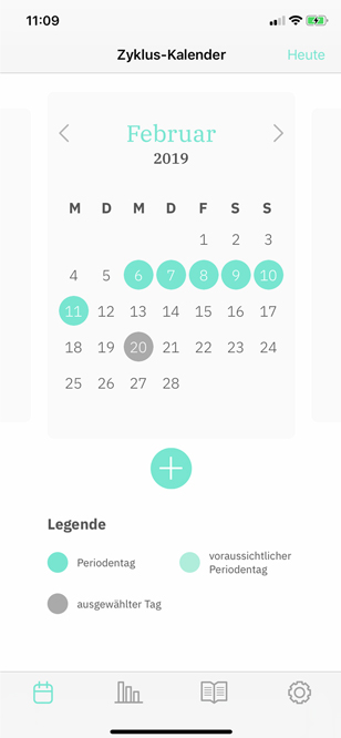 Screenshot von der Kalenderübersicht von periodo